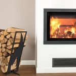 Modern log rack flame black